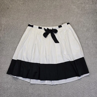 BEBE Falda Plisada Blanco y Negro Algodón Seda Contraste Mujer Talla 10 NUEVA Foto 1 de 4