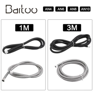 AN4 6 8 10 Braided Nylon Stainless Steel Fuel Line Oil Turbo Pipe Vacuum Hose - Picture 1 of 28