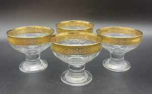 Lorren Home Clear W/ Gold Pedestal Dessert Bowls Melania Collection Set Of 4 EUC - Picture 1 of 5