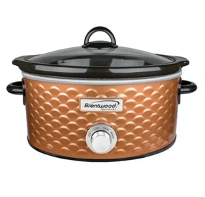 Brentwood SC-140C Slow Cooker Scallop Pattern 4.5 Quart Copper - Picture 1 of 4
