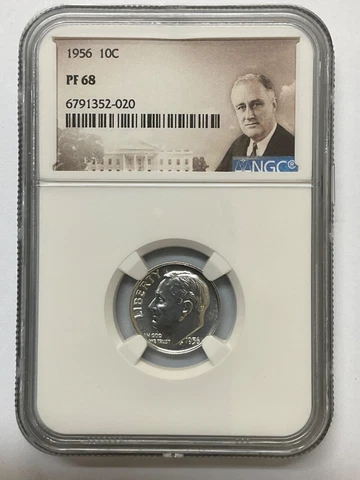 1956 ROOSEVELT DIME 10C NGC PF68 Cover