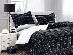 Elegant Comfort Softest, Coziest Heavy Weight Plaid Pattern Micromink Sherpa-... - Picture 1 of 9