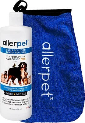 Allerpet 16 oz removedor de caspa para mascotas alivio de alergias para gatos alérgenos para aves alergias para perros Foto 1 de 4
