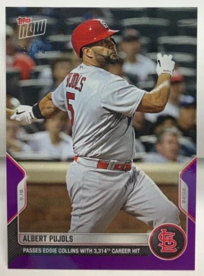 Albert Pujols 2022 Topps Now 5/18 MLB 3,314th Career Hit #197 - PURPLE #'d 3/25 - Image 1 of 2