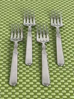Hanford Forge с неизвестным узором из нержавеющей стали 4 обеденные вилки глянцевые столовые приборы HF 8 1/4 дюйма - Изображение 1 из 4