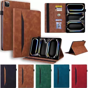 PU Leather Case Wallet Stand Cover For iPad Air Pro 11/13 (2024) 7/8/9/10th Air5 - Picture 1 of 18