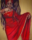  Print by Artist Beth Ritter-Perry  " Red Sari"  Off Set Lithograph  24X36 