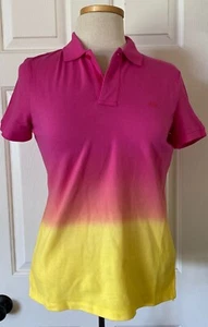 $90 NWT Womens Lauren Ralph Lauren Logo Ombre Short Sleeve Mesh Polo Shirt Pink - Picture 1 of 5