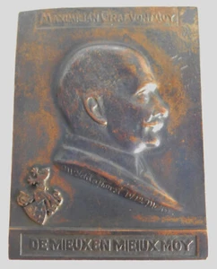 Alte Bronze Plakette Relief Graf von Moy signiert M. Schlafhorst 1912 - Bild 1 von 2