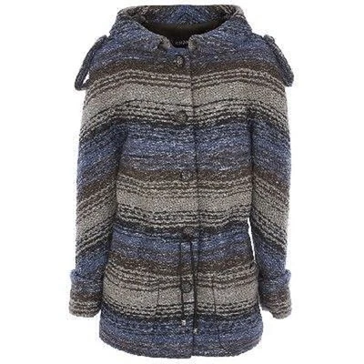 Nuovo CHANEL Blu Marrone Beige Grigio Giacca Maglione 40 Ingioiellato Bottoni - Immagine 1 di 4