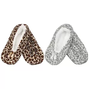 Pantuflas sin cordones suaves difusas oscuras y claras con estampado de guepardo forradas antideslizantes para mujer - Imagen 1 de 7