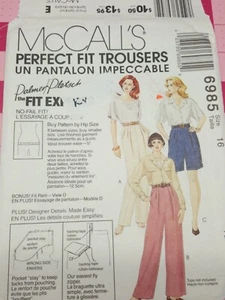 Vintage McCalls Pattern 6985 Perfect Fit Pants Trousers Size 16 UNCUT - Picture 1 of 3