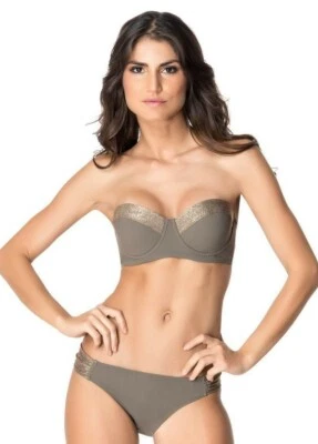 BIKINI ROJO CARTER EARTH CON AROS BRILLO PUSH UP SIN TIRANTES MARRÓN TALLA 10 Foto 1 de 2