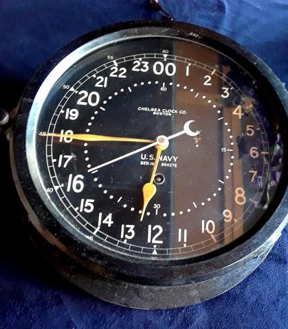 1945 CHELSEA USNAVY SHIP CLOCK☆LRG 8.5" DIAL☆ORIG☆MATCHED S/N 489244☆RUNS GREAT! Cover