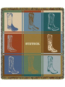 Off the Wall North American Made Eclectic Boot Pattern Tapestry Throw Blanket - Picture 1 of 1