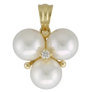 MIKIMOTO Pendant top K18 yellow gold Akoya pearl diamond used - Picture 1 of 5
