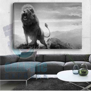 Cuadro Estampado León Blanco y Negro Grande Arte Póster Decoración Pared - LI-02 - Foto 1 di 13