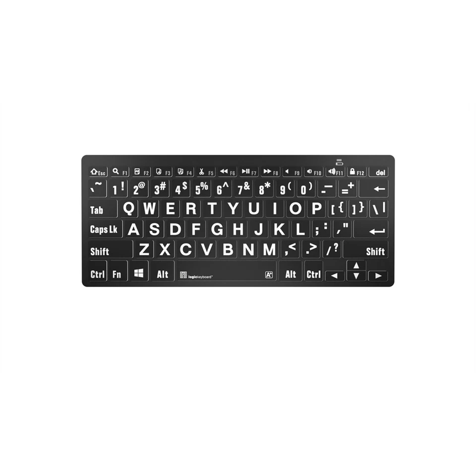 Logickeyboard XLPrint Bluetooth White on Black PC Keyboard - Image 1 of 1
