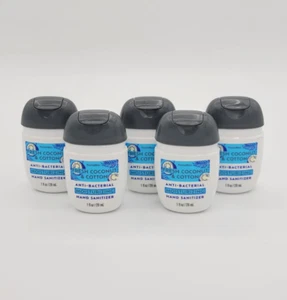 Bath & Body Works Fresh Coconut Cotton Moisturizing Pocket Gel Sanitizers 5 Pack - Picture 1 of 3