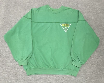 Vintage Guess Sweatshirt Adult Small Georges Marciano Green Distressed Thrashed - Image 1 of 4