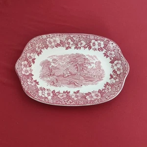 Servierplatte Enoch Wedgwood Woodland Kuchenplatte Fleischplatte. Rot/Weiß. - Bild 1 von 4