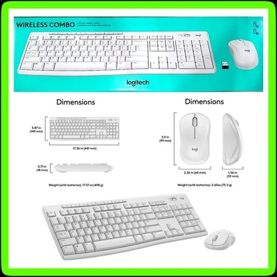 ⌨️ Logitech FULL SIZE Wireless Combo Keyboard & Mouse ⚪ White ✅ BRAND NEW SEALED - Image 1 of 4