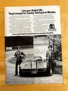 1973 Print Ad Chevrolet 1972 Corvette BF Goodrich T/A 60 John Greenwood - Picture 1 of 1