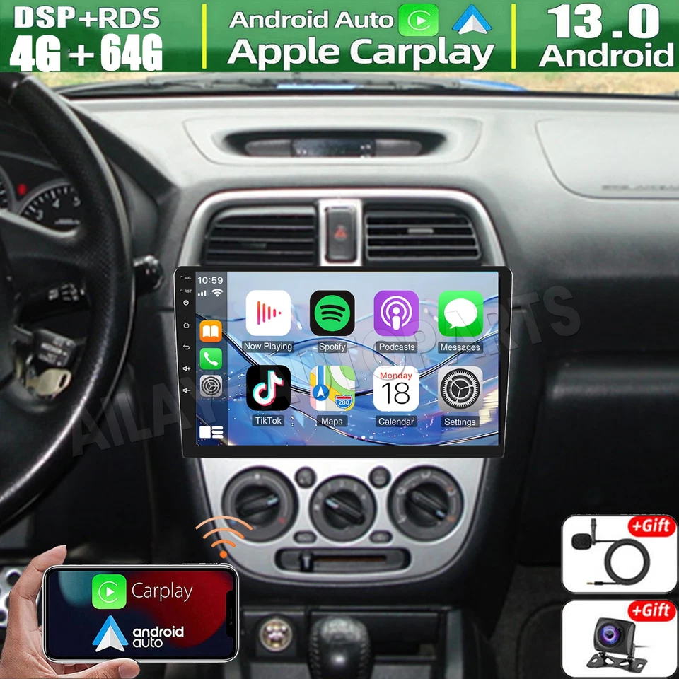 Carplay de 10"" para Subaru Impreza 2002-2016 Android 13 rádio de carro estéreo GPS 4+64GB - Imagem 1 de 4
