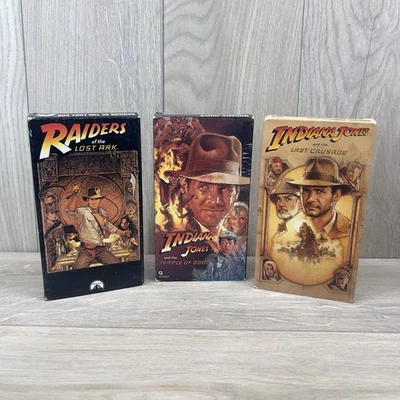 Indiana Jones VHS Lot Of 3 Raiders Lost Ark Last Crusade Temple Of Doom Trilogy - Image 1 of 4