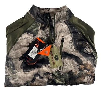 Mossy Oak Long Sleeve 1/4 Zip Scent Inhibitor Mens Large Bow Hunting Packable - Image 1 of 4