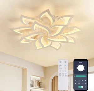 Lampadario LED Moderno a Fiore Plafoniera Dimmerabile con Telecomando e APP - Foto 1 di 6