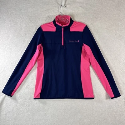 Vineyard Vines Womens Athleisure Jacket Navy Pink Sleeves Size M Excellent - Image 1 of 4