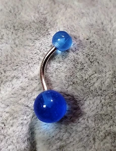PIERCING OMBELICO NAVEL BELLY BARS 316L SURGICAL STEEL 1,6MM FLUORESCENT CELESTE - Picture 1 of 1