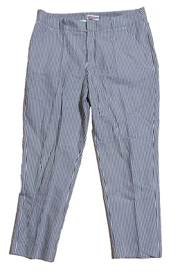Pantalones recortados al tobillo Merona Classic Fit gris blanco a rayas para mujer talla 12 algodón Foto 1 de 4