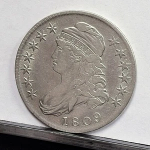 Medio dólar busto 1809 - borde lll - detalles en estado bastante bueno, limpio (#57623-L) - Imagen 1 de 10