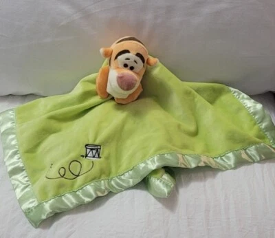 Disney Tigger Baby Lovey Blanket Satin Trim Green Security Plush - Image 1 of 4