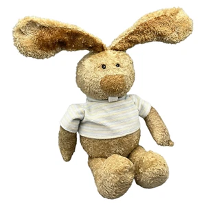 Heunec Hase Shirt Stofftier Schlenker 42cm Braun Gelb Blau Gestreift Draht Ohren - Bild 1 von 10