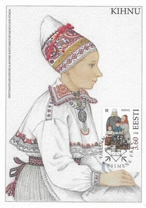 National Costume Kihnu Island Regional Dress Estonia Estland Mint Maxi FDC 1998 - Picture 1 of 1