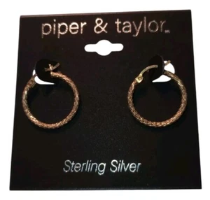 NEU Piper & Taylor Sterlingsilber Creolen goldfarben strukturiert (20 $) 0,925 - Bild 1 von 11