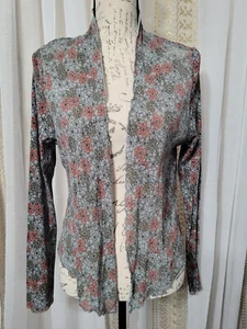 Cárdigan Recortado Cortado Suelto Malla L/S Estampado Floral Topper Para Mujer Grande - Imagen 1 de 14