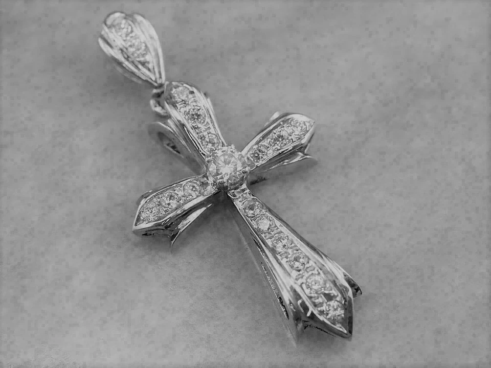 1/2Ct White Round Moissanite Diamond Jesus Cross Pendant Necklace In 925 Silver - Image 1 of 4