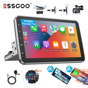 10" Apple Carplay Car Radio Stereo 1 DIN Android 14 4+64G Rotatable Screen GPS - Picture 1 of 15