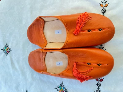 Moroccan Babouche Berber Leather Slippers Handmade For Women’s - Image 1 of 4