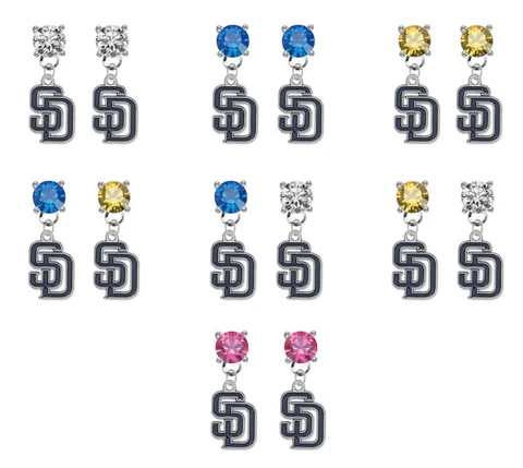 San Diego Padres Crystal Bling Earrings Stud Post Dangle - Mix & Match Colors Cover