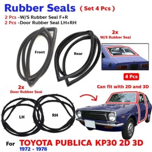 Windshield Front Rear Door Rubber Set 4 Fits Toyota Publica KP30 2D 3D 1972-78 - Foto 1 di 7
