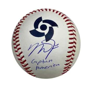 Mike Trout Autografiado "Capitán América" 2023 Logo CMB Béisbol - Imagen 1 de 1