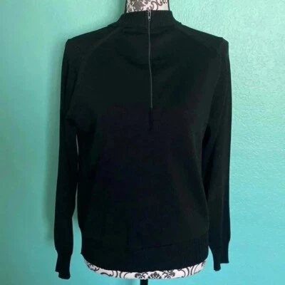 Givenchy Sport Pure Black Partial Zip Pullover Knit Sweater Top - Image 1 of 4