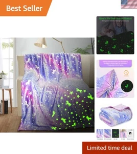 Versatile Unicorn Glow Throw Blanket for Girls - Perfect for All Seasons 60"x80" - Picture 1 of 8