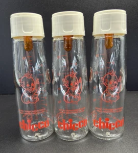 Vintage Set of 3 - Chicco Biberon White Top Heat Resisting Glass READ - Picture 1 of 12