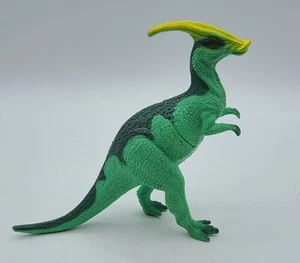 Parasaurolophus Toy Dinosaur Action Figure Green Yellow 5" EUC - Picture 1 of 7